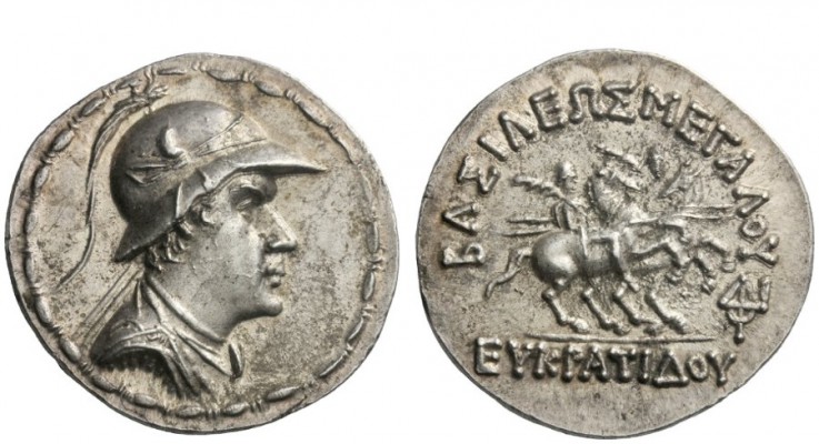 Greek Coins 
 Kings of Bactria, Eucratides I, circa 170-145 
 Tetradrachm, Pus...