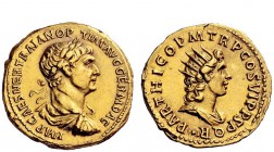 The Roman Empire 
 Trajan, 98 – 117 
 Aureus 116-117, AV 7.29 g. IMP CAES NER TRAIAN OP – TIM’AVG GERM DAC Laureate, draped and cuirassed bust r. Re...