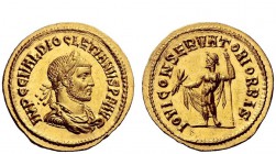 The Roman Empire 
 Diocletian, 284 - 305 
 Aureus, Cyzicus 286, AV 5.30g. IMP C C VAL DIOCLETIANVS P F AVG Laureate, draped and cuirassed bust r. Re...