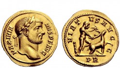 The Roman Empire 
 Maximianus Herculius first reign, 286 – 305 
 Aureus 287, AV 5.05 g. MAXIMIA – NVS P F AVG Laureate head r. Rev. VIRT – VS AVGG H...