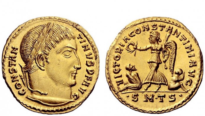 The Roman Empire 
 Constantine I the Great, 307 – 337 
 Aureus, Thessalonica 3...