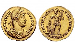 The Roman Empire 
 Julian II, 360 – 363 
 Solidus, Sirmium 361-363, AV 4.43 g. FL CL IVLIA – NVS P P AVG Pearl-diademed, draped and cuirassed bust r...
