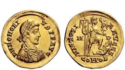 The Roman Empire 
 Honorius, 393 – 423 
 Solidus, Mediolanum 394-395, AV 4.39 g. D N HONORI – VS P F AVG Pearl-diademed, draped and cuirassed bust r...