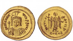 The Byzantine Empire 
 Maurice Tiberius, 582 – 602 
 Solidus circa 583-601, AV 4.17 g. D N MAVRC – TIb P P AVI Pearl diademed, helmeted and cuirasse...