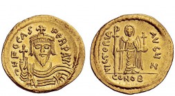The Byzantine Empire 
 Phocas, 602 – 610 
 Solidus 607-610, AV 4.44 AV g. d N FOCAS – PERP AVG Draped and cuirassed bust facing, holding globus cruc...