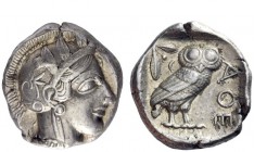 Greek Coins 
 Attica, Athens 
 Tetradrachm before 421, AR 17.18 g. Head of Athena r., wearing crested helmet, earring and necklace; bowl ornamented ...
