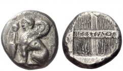 Greek Coins 
 Chios 
 Tetradrachm circa 420, AR 14.63 g. Sphynx seated l.; before, two-handled amphora above which, bunch of grapes. Rev. Quadripart...