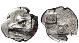Greek Coins 
 Paphlagonia, Sinope 
 Drachm circa 425-410, AR 5.88 g. Head of sea eagle l.; below, dolphin. Rev. Geometric pattern. SNG von Aulock 68...
