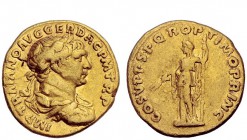 The Roman Empire 
 Trajan, 98 – 117 
 Aureus 108-110, AV 7.06 g. Laureate, draped and cuirassed bust r. Rev. Ceres standing l. holding corn ears and...