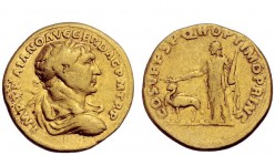 The Roman Empire 
 Trajan, 98 – 117 
 Aureus 108-110, AV 7.19 g. Laureate, draped and cuirassed bust r. Rev. Arabia standing l., holding branch and ...