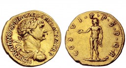The Roman Empire 
 Trajan, 98 – 117 
 Aureus 114-117, AV 7.21 g. Laureate, draped and cuirassed bust r. Rev. Genius, naked, standing l., holding pat...