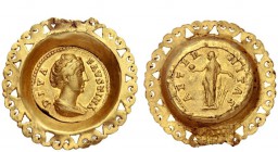 The Roman Empire 
 Faustina I, wife of Antoninus Pius 
 Diva Faustina. Aureus after 141, AV 12.48 g. Draped bust r., hair coiled on top of head. Rev...