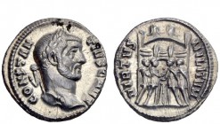 The Roman Empire 
 Constantius I Chlorus caesar, 293 – 305 
 Argenteus circa 294, AR 3.23 g. Laureate bust r. Rev. The four tetrarchs sacrificing ov...