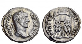 The Roman Empire 
 Constantius I Chlorus caesar, 293 – 305 
 Argenteus circa 294, AR 3.11 g. Laureate bust r. Rev. The four tetrarchs sacrificing ov...