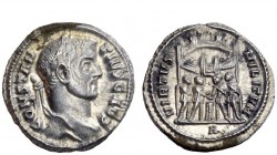The Roman Empire 
 Constantius I Chlorus caesar, 293 – 305 
 Argenteus circa 295-297, AR 3.61 g. Laureate bust r. Rev. The four tetrarchs sacrificin...