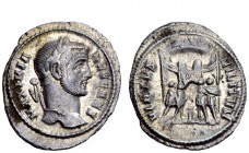 The Roman Empire 
 Galerius Maximianus caesar, 293 – 305 
 Argenteus circa 294, AR 3.69g. Laureate bust r. Rev. The four tetrarchs sacrificing over ...