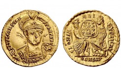 The Roman Empire 
 Constantius II, 337 – 361 
 Solidus, Arles 355-360, AV 4.43 g. Diademed, draped and cuirassed bust facing, holding spear in r. ha...