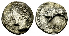 Helvetii AR Quinarius, Ninno type 

 Gaul, Helvetii . AR Quinarius (13 mm, 1.64 g), mid 1st century BC.
 Obv. NINNO, Male head to right.
Rev. NINN...