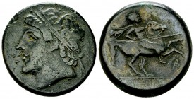 Hieron II AE Hemilitron 

Sicily, Syracuse. Hieron II (274-216 BC). Æ Hemilitron (27 mm, 16.47 g), c. 230-218/5 BC.
Obv. Laureate head left.
Rev. ...
