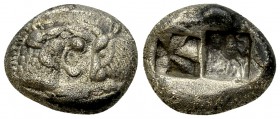 Kroisos AR 1/2 Stater (Siglos), c. 560-546 BC 

 Kings of Lydia. Kroisos (c. 560-546 BC). AR 1/2 Stater (Siglos) (13-16 mm, 5.10).
Obv. Confronted ...