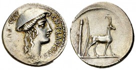 Cn. Plancus AR Denarius, 55 BC 

 Cn. Plancius . AR Denarius (18-19 mm, 3.88 g), 55 BC, Rome.
Obv. CN PLANCIVS AED CVR S C, Female head to right, w...
