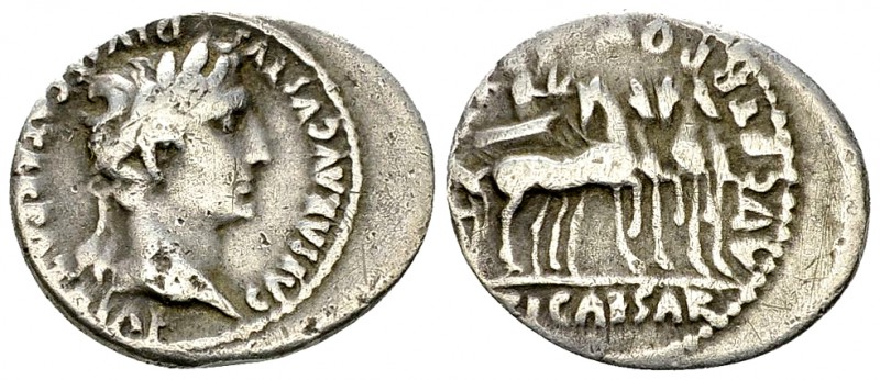 Augustus AR Denarius, 13-14 AD 

 Augustus (27 BC-14 AD). AR Denarius (17-20 m...