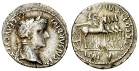 Tiberius AR Denarius, Triumphal quadriga reverse 

 Tiberius (14-37 AD). AR Denarius (18-19 mm, 3.70 g), Lugdunum, 15-16 AD.
Obv. TI CAESAR DIVI AV...
