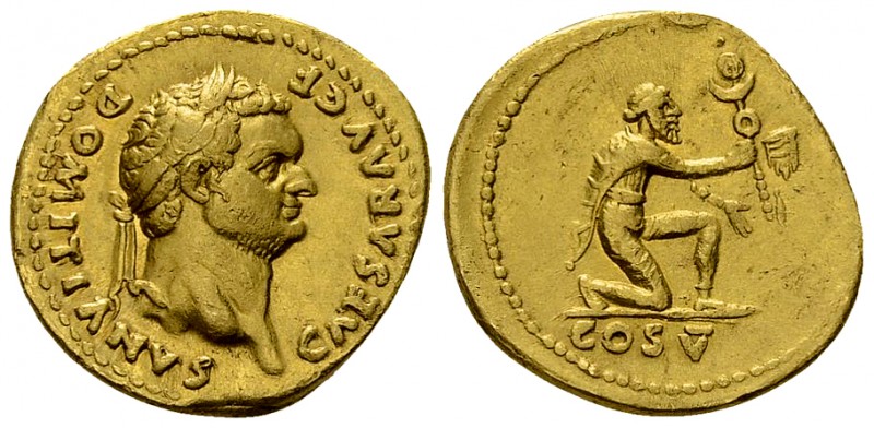 Domitianus Aureus, Parthian captive reverse 

Vespasianus (69-79 AD) for Domit...