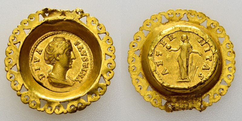 Faustina I Aureus set in openwork frame 

Antoninus Pius (138-161 AD) for Diva...