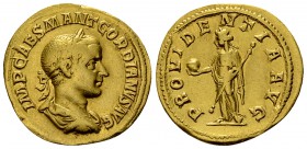 Gordianus III Pius Aureus, Providentia reverse 

 Gordian III. Pius (238-244 AD). AV Aureus (19-20 mm, 4.65 g). Rome mint, 239 AD.
Obv. IMP CAES M ...
