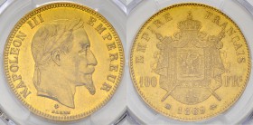 Napoléon III., AV 100 Francs 1869 BB, PCGS MS62 

France, second Empire. Napoléon III (1852-1870). AV 100 Francs 1869 BB, Strasbourg.
KM 802.2; Gad...