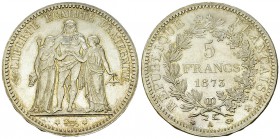 France, AR 5 Francs 1873 A, Paris, FDC 

 France, Troisième République. AR 5 Francs 1873 A (37 mm, 24.93 g), Paris. Hercule.
Gad. 745a.

FDC.