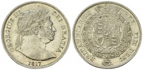 George III AR 1/2 Crown 1817, bull head 

Great Britain. George III . AR 1/2 Crown 1817 (32 mm, 14.10 g), large laureate head or "bull head".
S. 37...