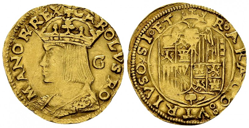 Napoli, Carlo V, AV Ducato, molto rara 

Napoli. Carlo V (1516-1556). AV Ducat...