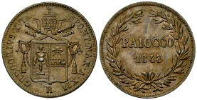 Gregorius XVI., CU Baiocco 1843 

Stato Pontifico. Gregorius XVI . (1831-1846). CU Baiocco 1843/XII (30 mm, 9.14 g). 
KM 1320.

Splendido.