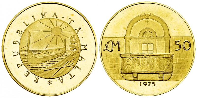 Malta AV 50 Pounds 1975 

 Malta, Republic. AV 50 Pounds 1975 (14.95 g).
KM 3...
