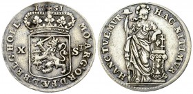 Holland AR 10 Stuivers 1751 

Netherlands. Holland . AR 10 Stuivers (1/2 Gulden) 1751 (28 mm, 5.18 g).
KM 95.

Very fine.