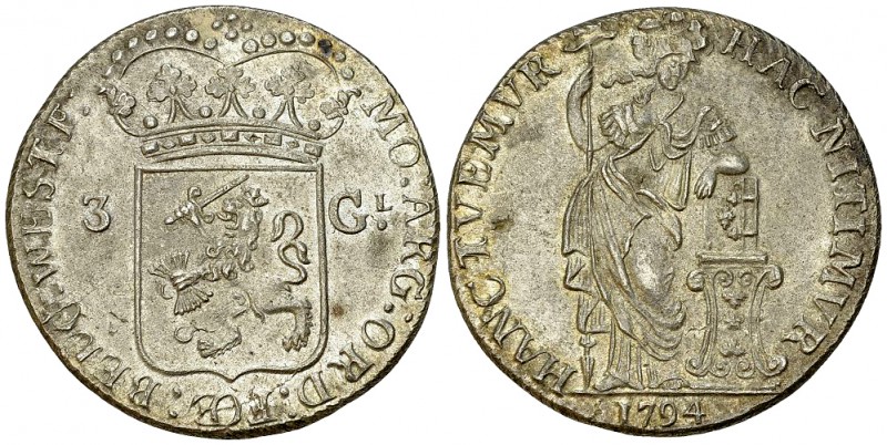 West Friesland AR 3 Gulden 1794 

 Netherlands. West Friesland. AR 3 Gulden (6...