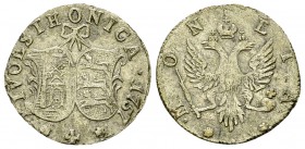 Elisabeth AR 4 Kopeks 1757 

 Elisabeth (1741-1761). AR 4 Kopeks 1757, Livland and Estland (17 mm, 1.03 g).
Bitkin 641; Diakov 616 (R1).

Very fi...