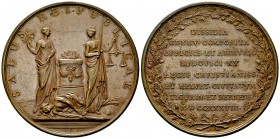 Genf, AE Medaille 1738 

Schweiz. Genf, Stadt. AE Medaille 1738 (55 mm, 92.28 g). Von Jean Dassier, auf die Beilegung der Unruhen von 1735-1738.
Le...