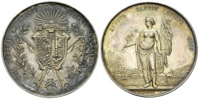 Genf, AR Schützenmedaille 1851 

Schweiz, Genf . AR Medaille 1851 (38 mm, 24.16 g), auf das Tir fédéral.
 Richter 572b.

Schöne Patina. FDC.