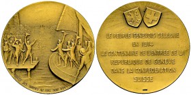 Genf, AE Medaille 1914 

 Schweiz, Genf. AE Medaille 1914 (45 mm, 43.84 g), auf die Hundertjahrfeier des Beitritts zur Eidgenossenschaft.

FDC.