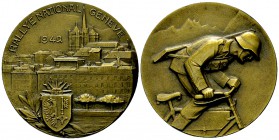 Genf, AE Medaille 1942, Rallye National 

 Genf, Schweiz. AE Medaille 1942 (40 mm, 26.55 g), RALLYE NATIONAL GENEVE.

Selten. Unzirkuliert.