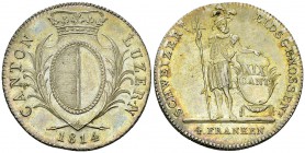 Luzern, AR Neutaler 1814 

 Luzern, Kanton. AR Neutaler 1814 (40 mm, 29.46 g).
HMZ 2-668c.

Fein getönt und vorzüglich.