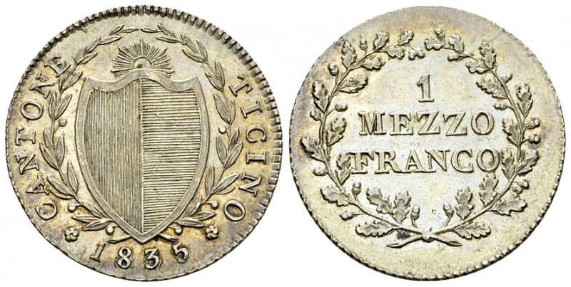 Ticino, AR 1/2 Franco 1835 

 Ticino, Cantone. AR 1/2 Franco 1835 (26 mm, 4.61...