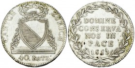Zürich, AR Neutaler 1813 

 Zürich. AR 40 Batzen (Neutaler) 1813 (41 mm, 29.32 g), Laubrand.
Av. CANTON ZÜRICH, Girlandenverziertes Wappen, darunte...
