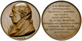 Zürich, AE Medaille 1832 auf J. C. Escher 

 Zürich, Schweiz. AE Medaille 1832 (41 mm, 37.28 g), auf Johann Conrad Escher von der Linth. Von A. Bovy...