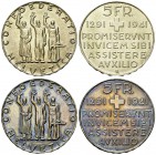 Schweiz, Lot von 2 AR 5 Franken 1941, Bundesfeier 

 Schweiz, Eidgenossenschaft. Lot von zwei (2) AR 5 Franken 1941. Bundesfeier.
HMZ 2-1223f.

V...