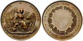 Schweiz, AE Medaille o.J., Protection des animaux 

 Schweiz, Romandie. AE Medaille o.J. (52 mm, 60.08 g), auf die Union Romande pour la protection ...