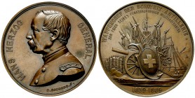 Schweiz, AE Medaille 1889 auf Hans Herzog 

 Schweiz, Eidgenossenschaft. AE Medaille 1889 (51 mm, 84.40 g), auf das 50jährige Militärdienstjubiläum ...